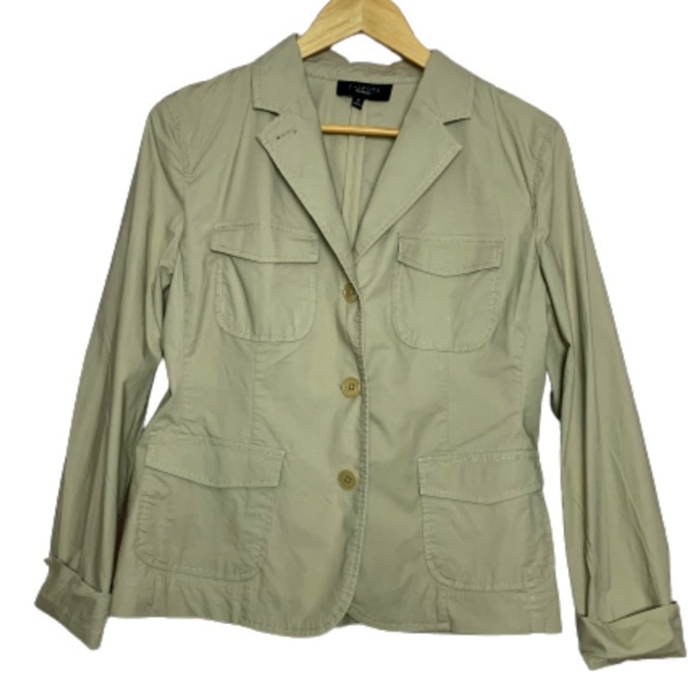 Talbots Tan Khaki Blazer Button Down Some Stretch EUC 10